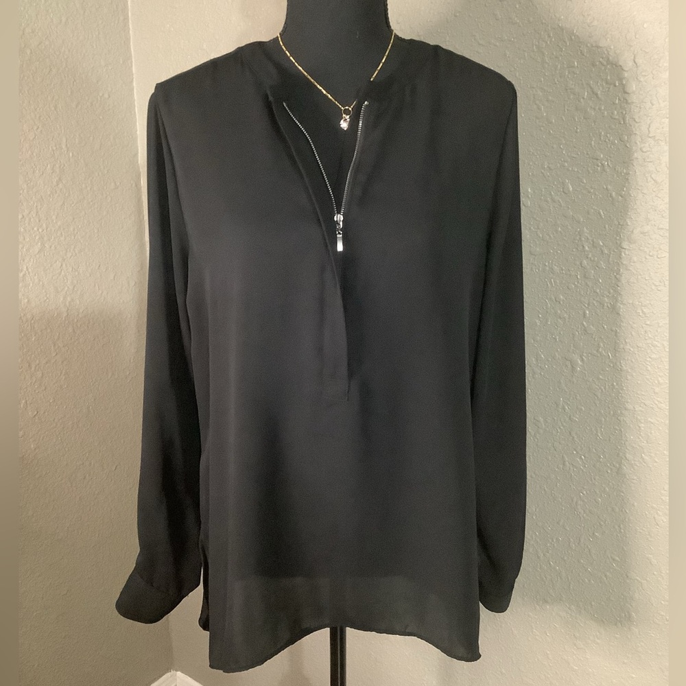 Apt. 9‎ Black Mandarin Collar Blouse